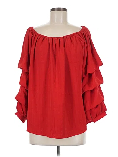 Pre-owned Patrizia Luca 3/4 Sleeve Blouse In Red