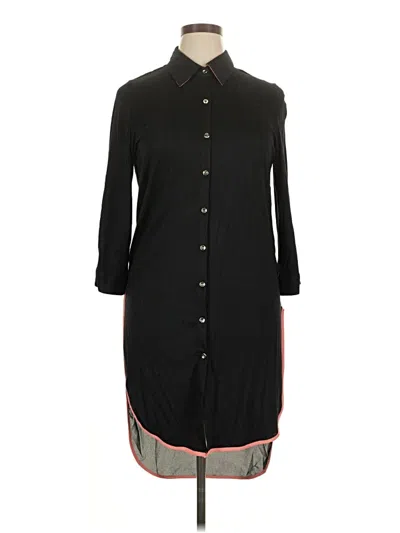 Patrizia Luca 3/4 Sleeve Button Down Shirt In Black