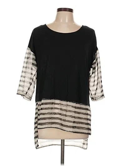 Pre-owned Patrizia Luca 3/4 Sleeve Top Black Square Neckline Tops