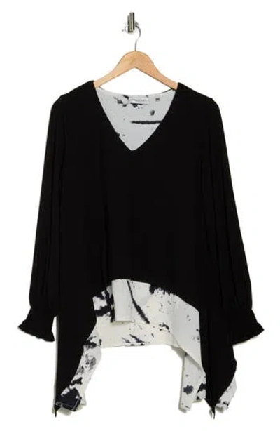 Patrizia Luca Bell Sleeve Babydoll Top In Black