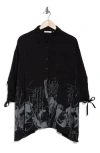 Patrizia Luca Border Print Button-up Tunic Shirt In Black
