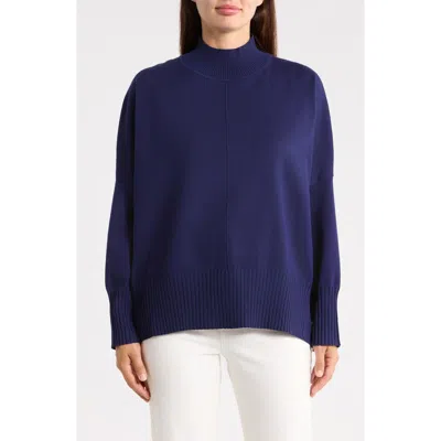 Patrizia Luca Boxy Mock Neck Sweater In Animal Print