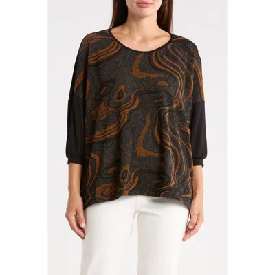 Patrizia Luca Boxy Print Top In Brown
