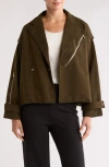 Patrizia Luca Boxy Zip Front Jacket In Olive
