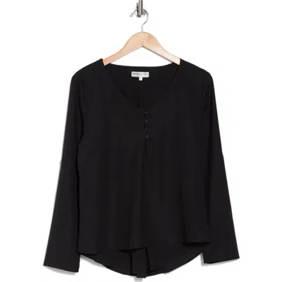 Patrizia Luca Button Back Long Sleeve Top In Black