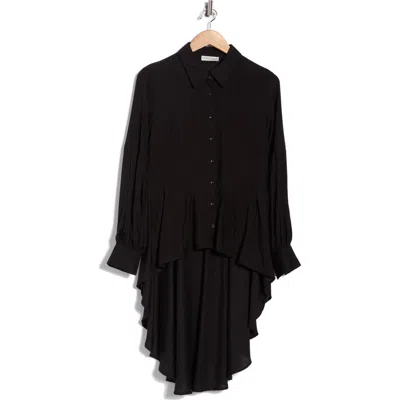 Patrizia Luca Button-down High-low Top In Black