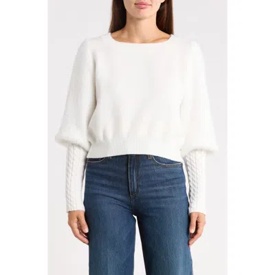 Patrizia Luca Cable Sleeve Sweater In White