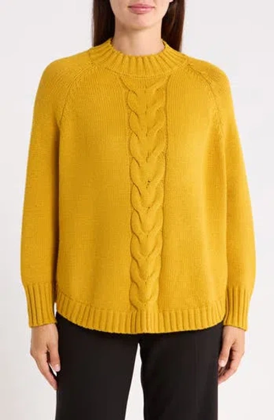 Patrizia Luca Center Cable Mock Neck Sweater In Yellow