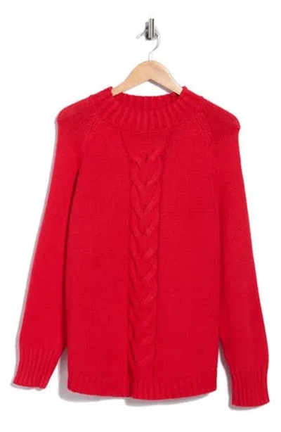 Patrizia Luca Center Cable Mock Neck Sweater In Red