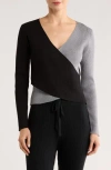 Patrizia Luca Colorblock Faux Wrap Sweater In Gray