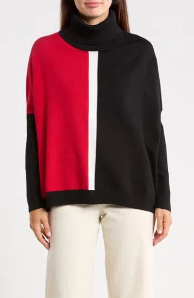 Patrizia Luca Colorblocked Boxy Turtleneck Sweater In Multi