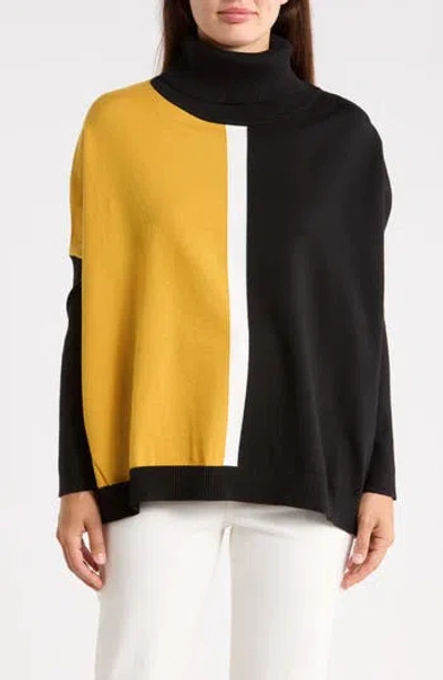 Patrizia Luca Colorblocked Boxy Turtleneck Sweater In Multi