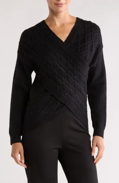 Patrizia Luca Crossover Cable Knit Sweater In Black