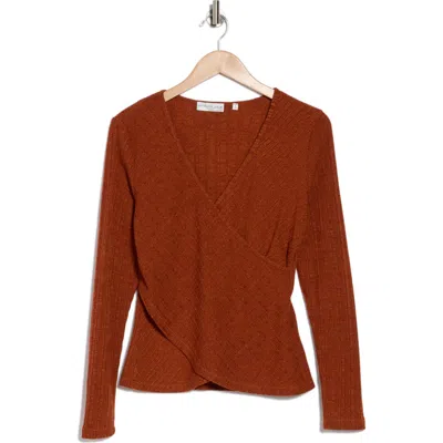 Patrizia Luca Crossover Knit Top In Rust