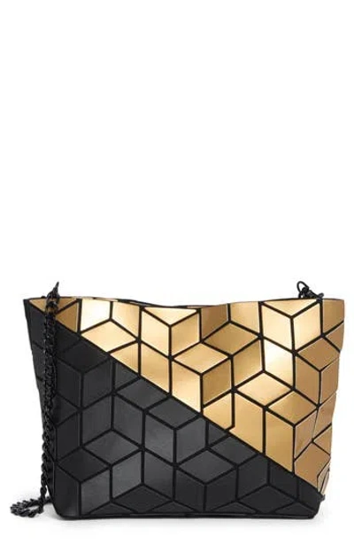 Patrizia Luca Diagnoal Geo Clutch In Black/ Gold