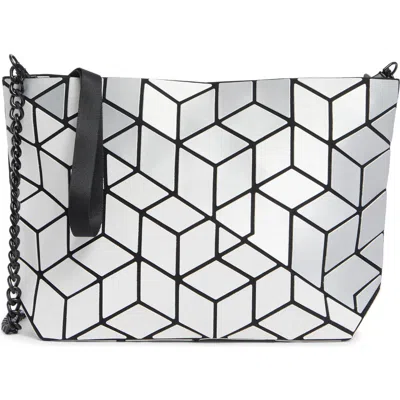 Patrizia Luca Diagnoal Geo Clutch In White/ Silver