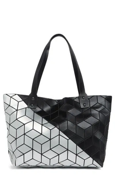 Patrizia Luca Diagonal Two-tone Geometric Tote Bag In Black