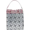 Patrizia Luca Double Layer Box Pattern Shoulder Bag In Silver/ Pink