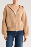 Patrizia Luca Double Zip Hooded Cardigan In Neutral