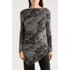Patrizia Luca Drape Neck Long Sleeve Hacci Top In Gray