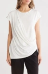 Patrizia Luca Draped Side Cap Sleeve Top In White