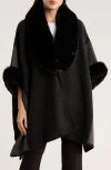 Patrizia Luca Faux Fur Trim Cape In Black