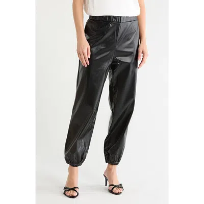 Patrizia Luca Faux Leather Jogger Pants In Black