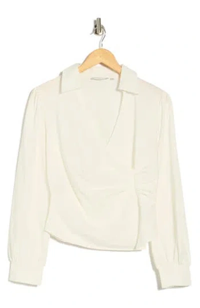 Patrizia Luca Faux Wrap Top In Neutral