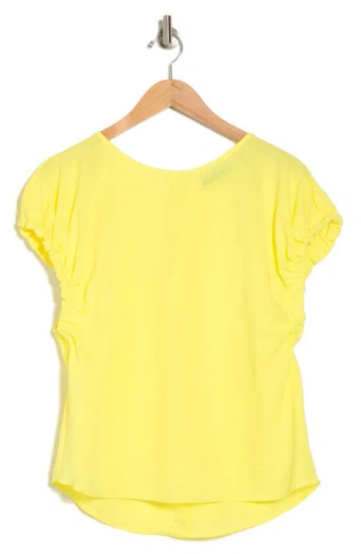 Patrizia Luca Gathered Cap Sleeve Top In Lemon