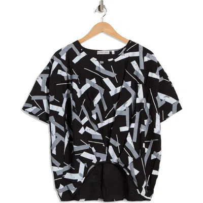Patrizia Luca Geometric Print V-neck Top In Black