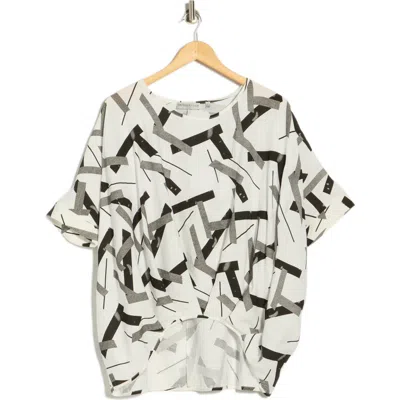 Patrizia Luca Geometric Print V-neck Top In White
