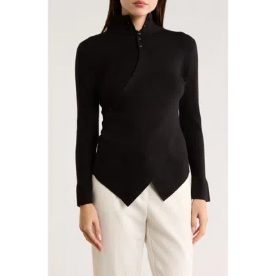 Patrizia Luca Henley Criss Cross Sweater In Black