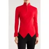 Patrizia Luca Henley Criss Cross Sweater In Red