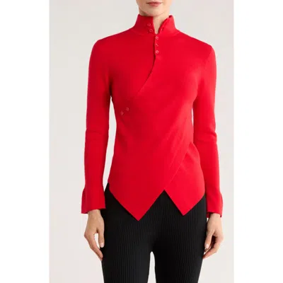 Patrizia Luca Henley Criss Cross Sweater In Red
