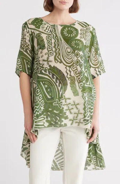 Patrizia Luca High-low Paisley Tunic In Green