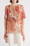 Patrizia Luca High-low Paisley Tunic In Red