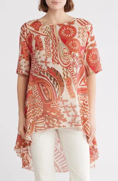 Patrizia Luca High-low Paisley Tunic In Red