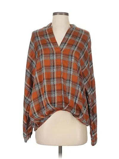 Pre-owned Patrizia Luca Long Sleeve Blouse In Brown