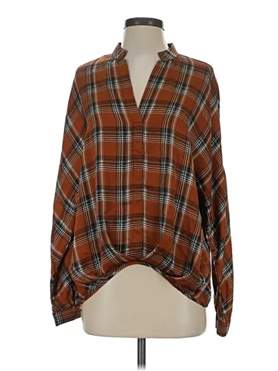 Pre-owned Patrizia Luca Long Sleeve Blouse In Brown