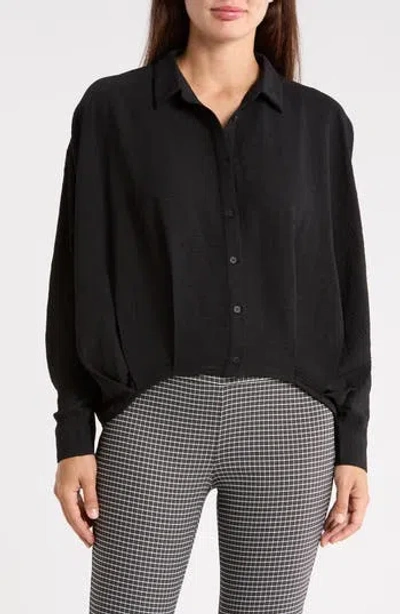 Patrizia Luca Long Sleeve High-low Shirt In Black