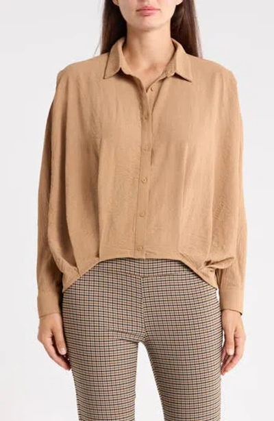 Patrizia Luca Long Sleeve High-low Shirt In Neutral