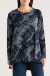 Patrizia Luca Long Sleeve Tunic Top In Blue