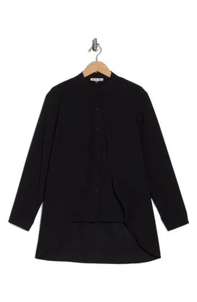 Patrizia Luca Mandarin Collar Button-up Shirt In Black