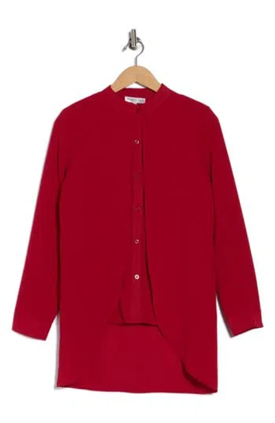 Patrizia Luca Mandarin Collar Button-up Shirt In Red