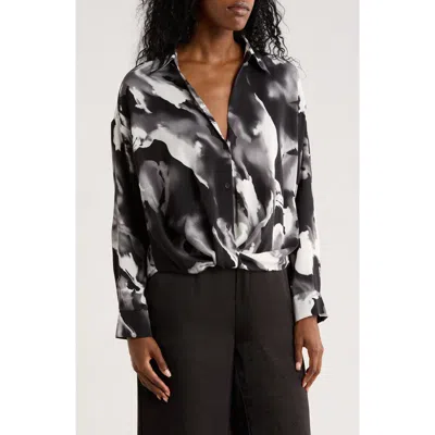 Patrizia Luca Marble Button-up Shirt In Black