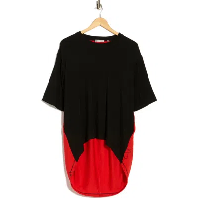 Patrizia Luca Mixed Media High-low Top In Black
