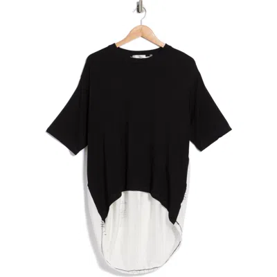 Patrizia Luca Mixed Media High-low Top In Black