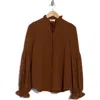 Patrizia Luca Mixed Media Top In Brown
