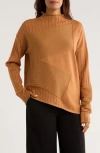 Patrizia Luca Mock Neck Asymmetric Hem Sweater In Animal Print