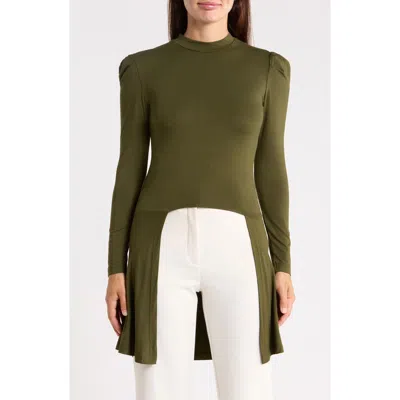 Patrizia Luca Mock Neck Cutout Tunic In Green
